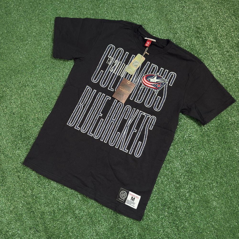 Mitchell & Ness Columbus Blue Jackets NHL Tee Blue Medium Hockey Fan Apparel